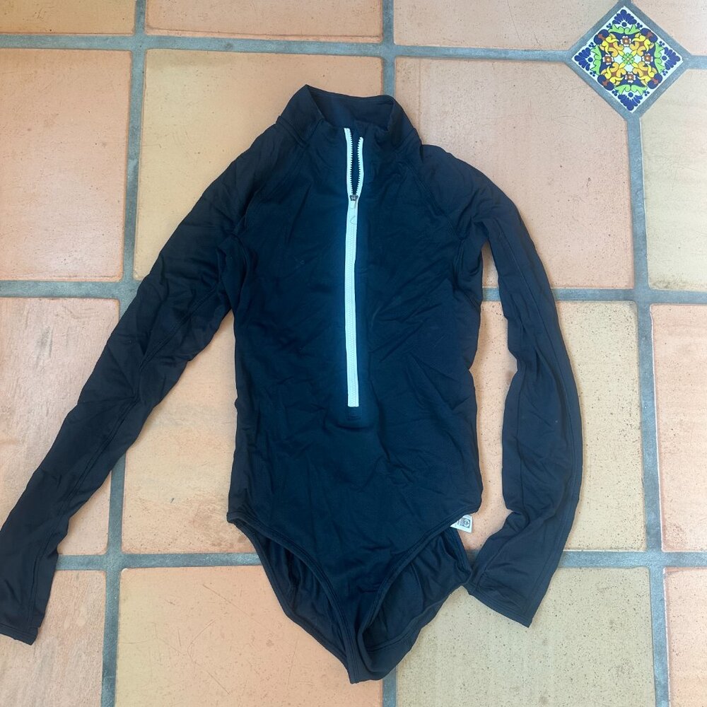 Athleta XS "Endurance" Half Zip Long Sleeve Bodysuit/Leotard